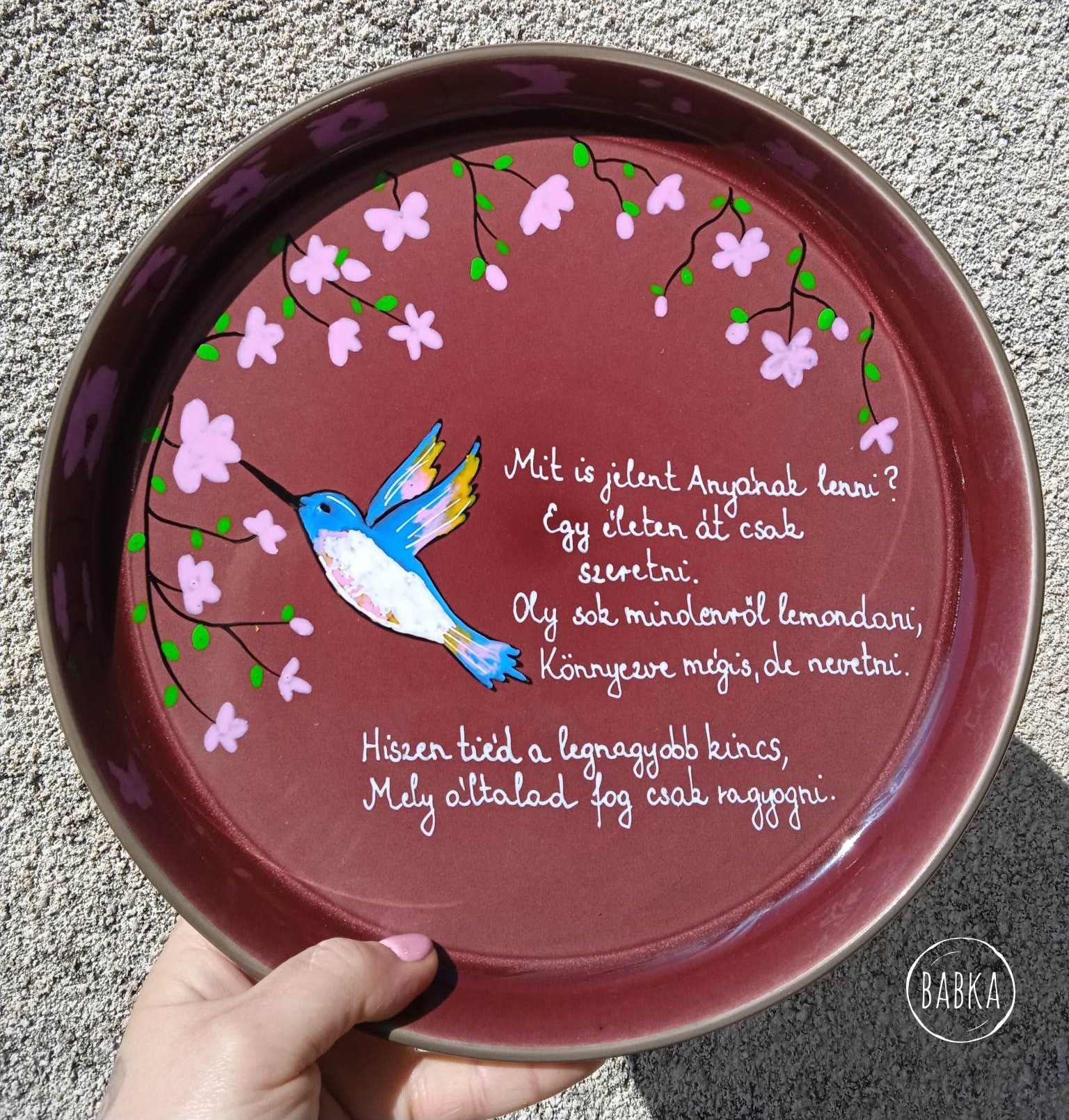 Anya kolibris pogácsás tál (burgundi) 27cm