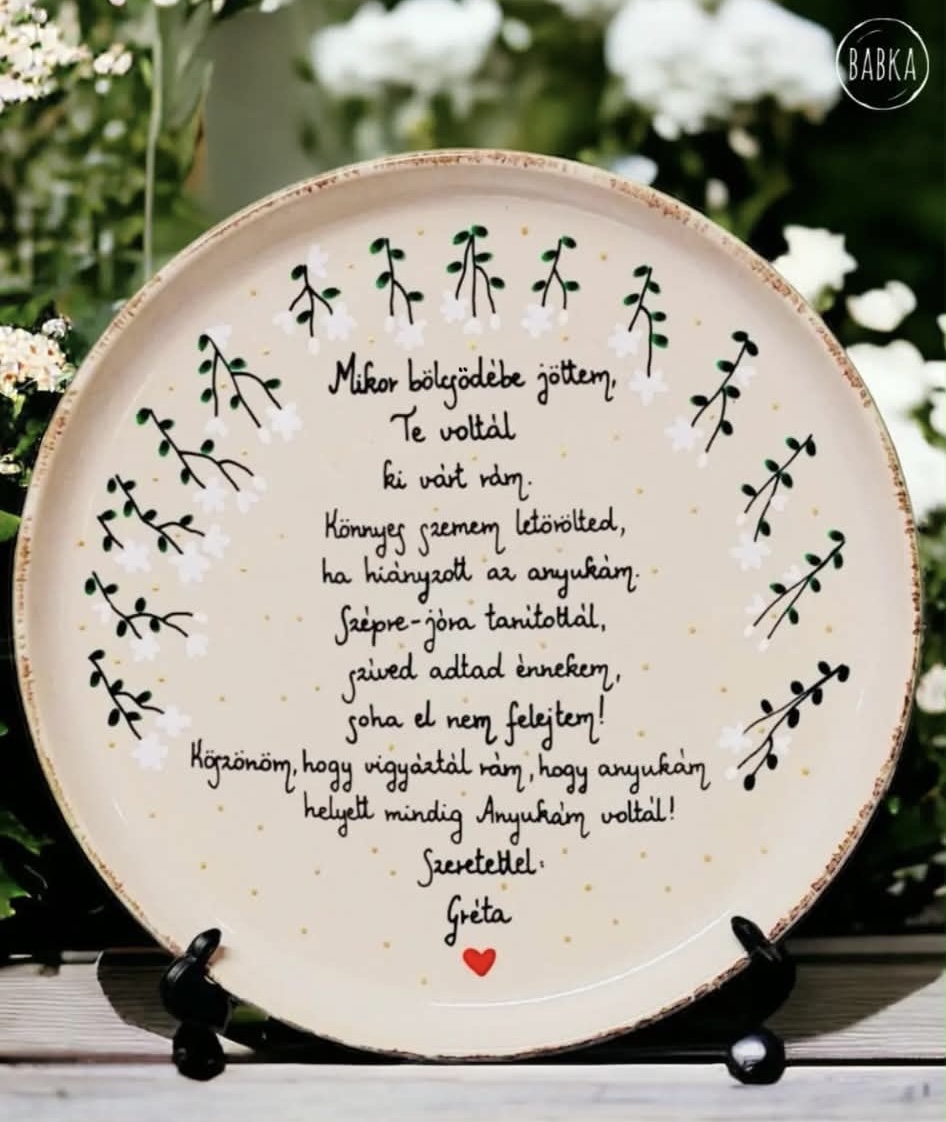 Bölcsis ballagó tányér (személyre szabható) (Szépre, jóra tanítottál.)