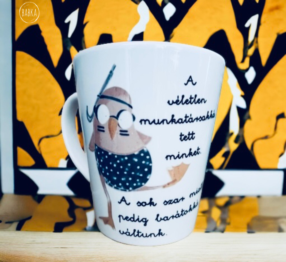 Munkahelyi barátság bögre (tejeskávés) (madár)