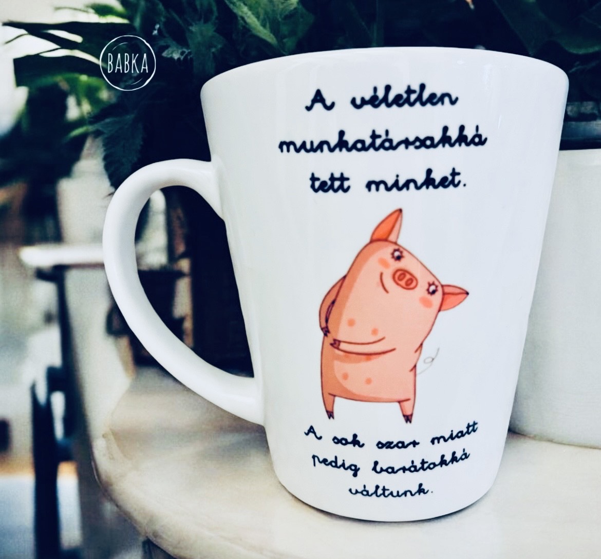 Munkahelyi barátság bögre (malac) (tejeskávés)