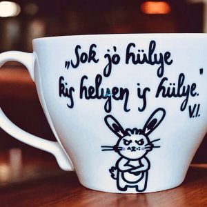 "Sok jó hülye, kis helyen is hülye." csésze